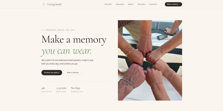 Lasting Bonds permanent jewelry website