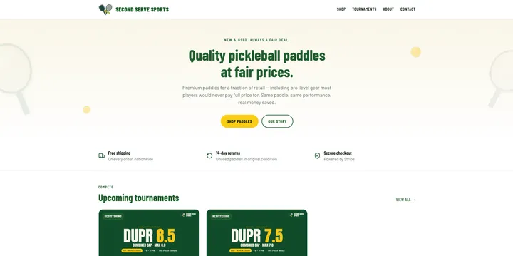 Second Serve Sports website